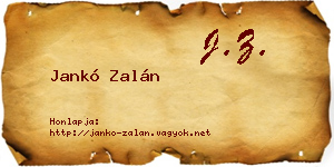 Jankó Zalán névjegykártya